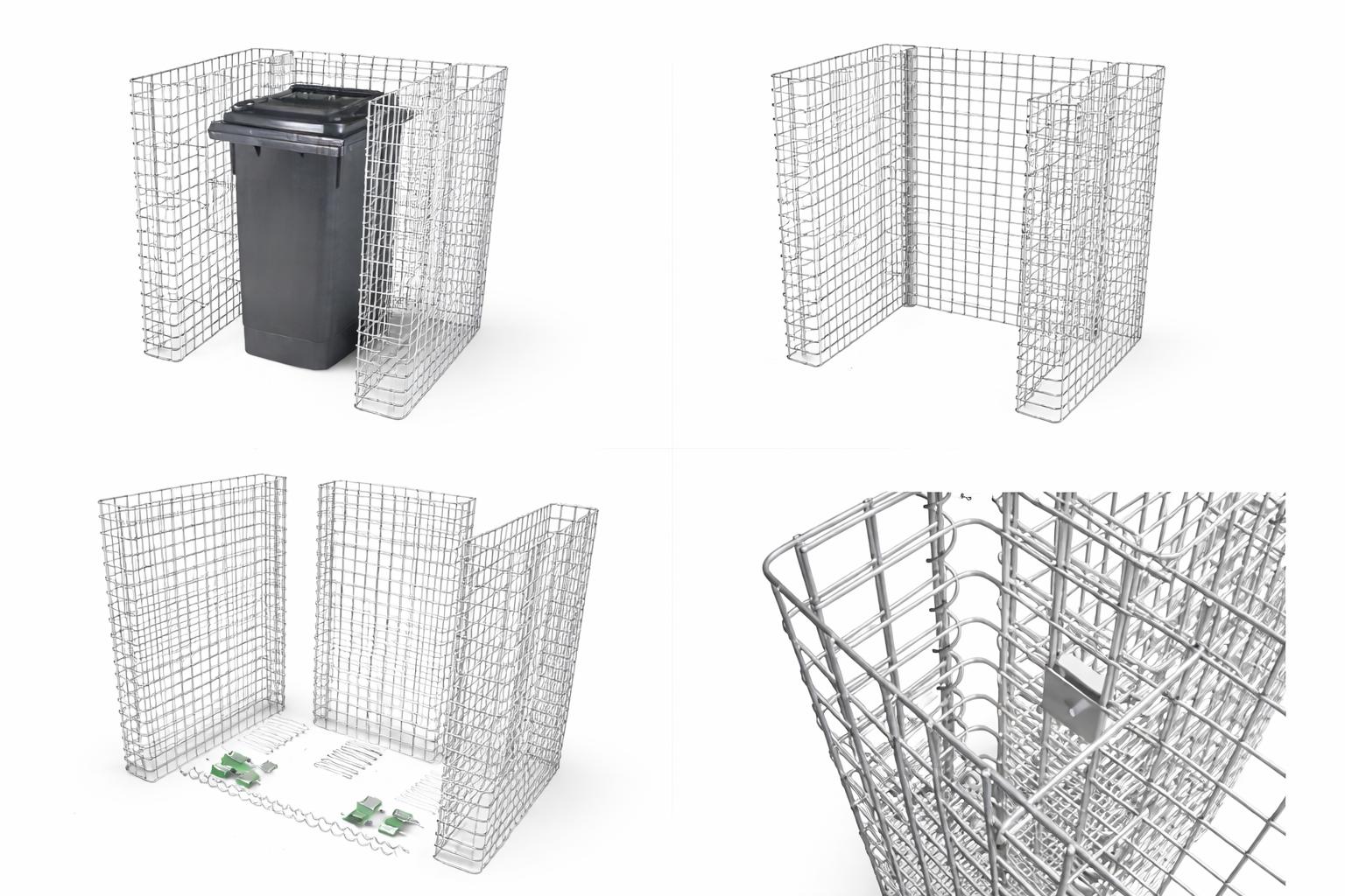 Gabionen Mülltonnenbox Grundelement für 60120 l Mülltonnen, 115 cm Höhe