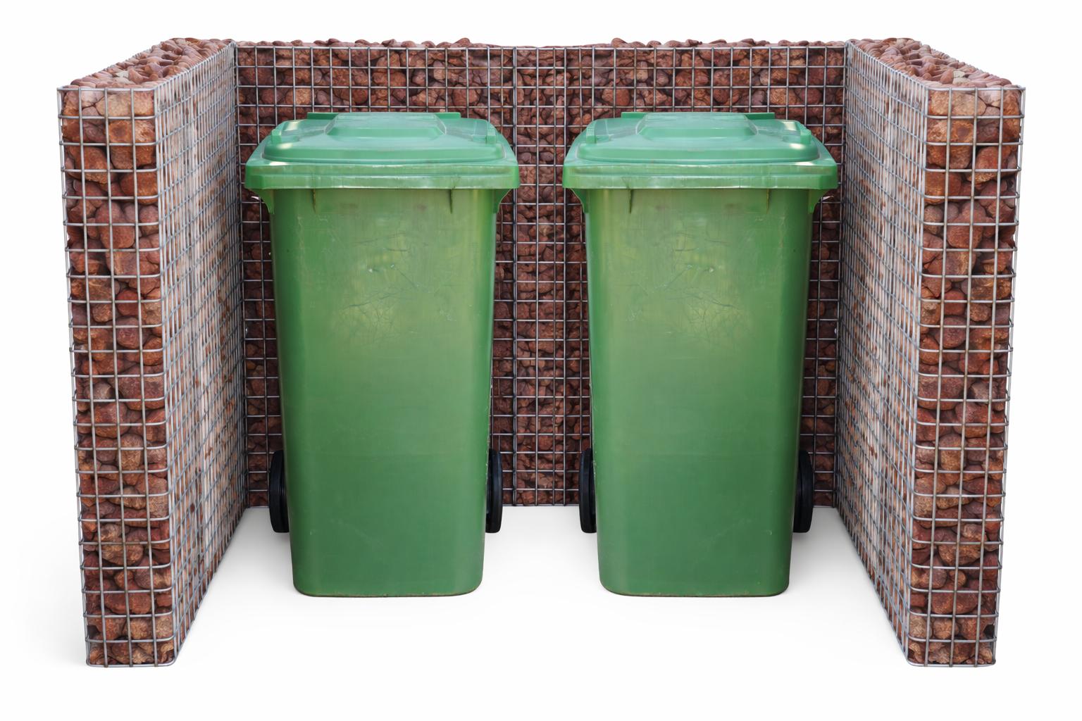 Gabionen Mülltonnenbox für 2 Tonnen 60120 l, 115 cm Höhe