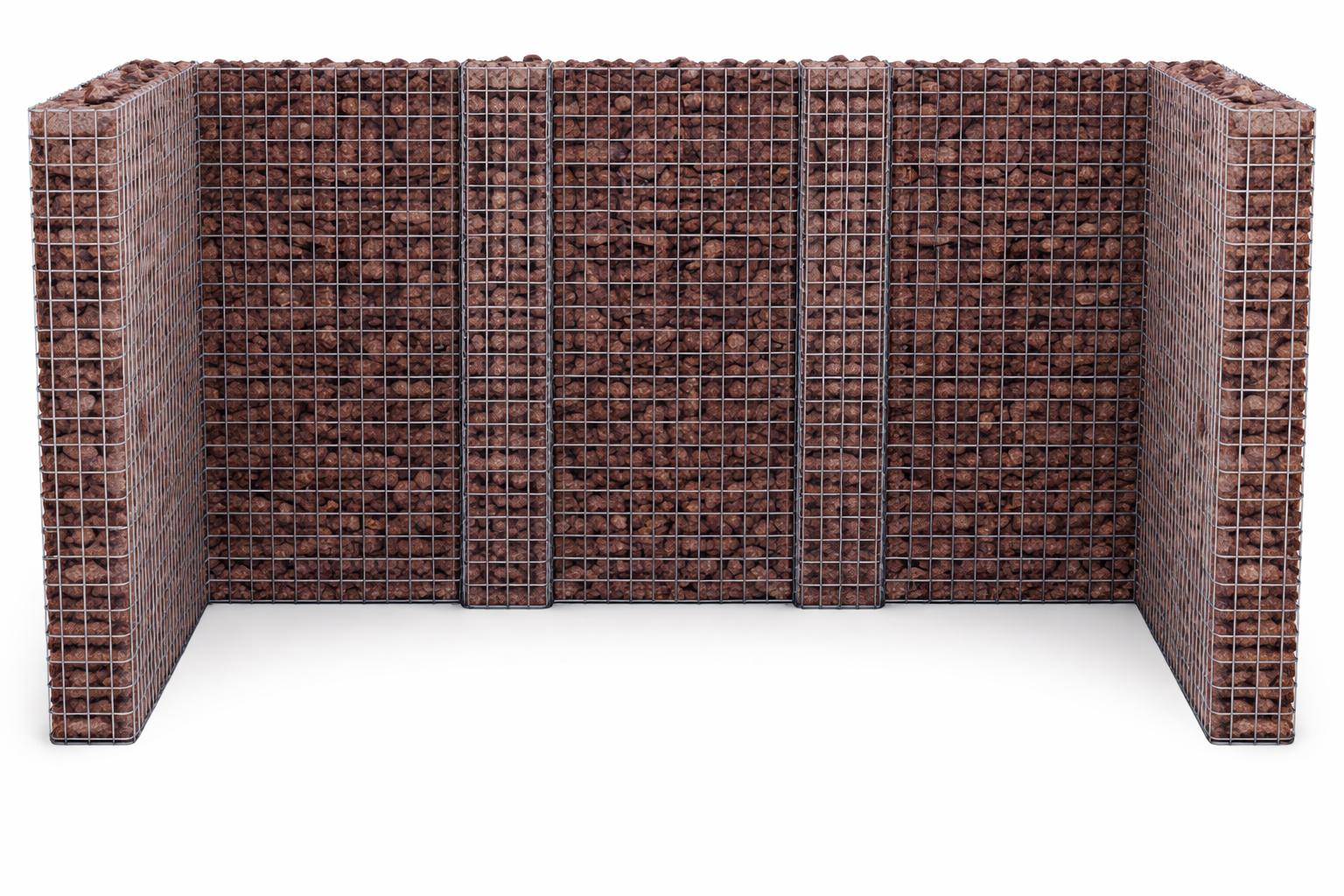 Gabionen Mülltonnenbox 3 Tonnen, 60120 l, 115 cm Höhe