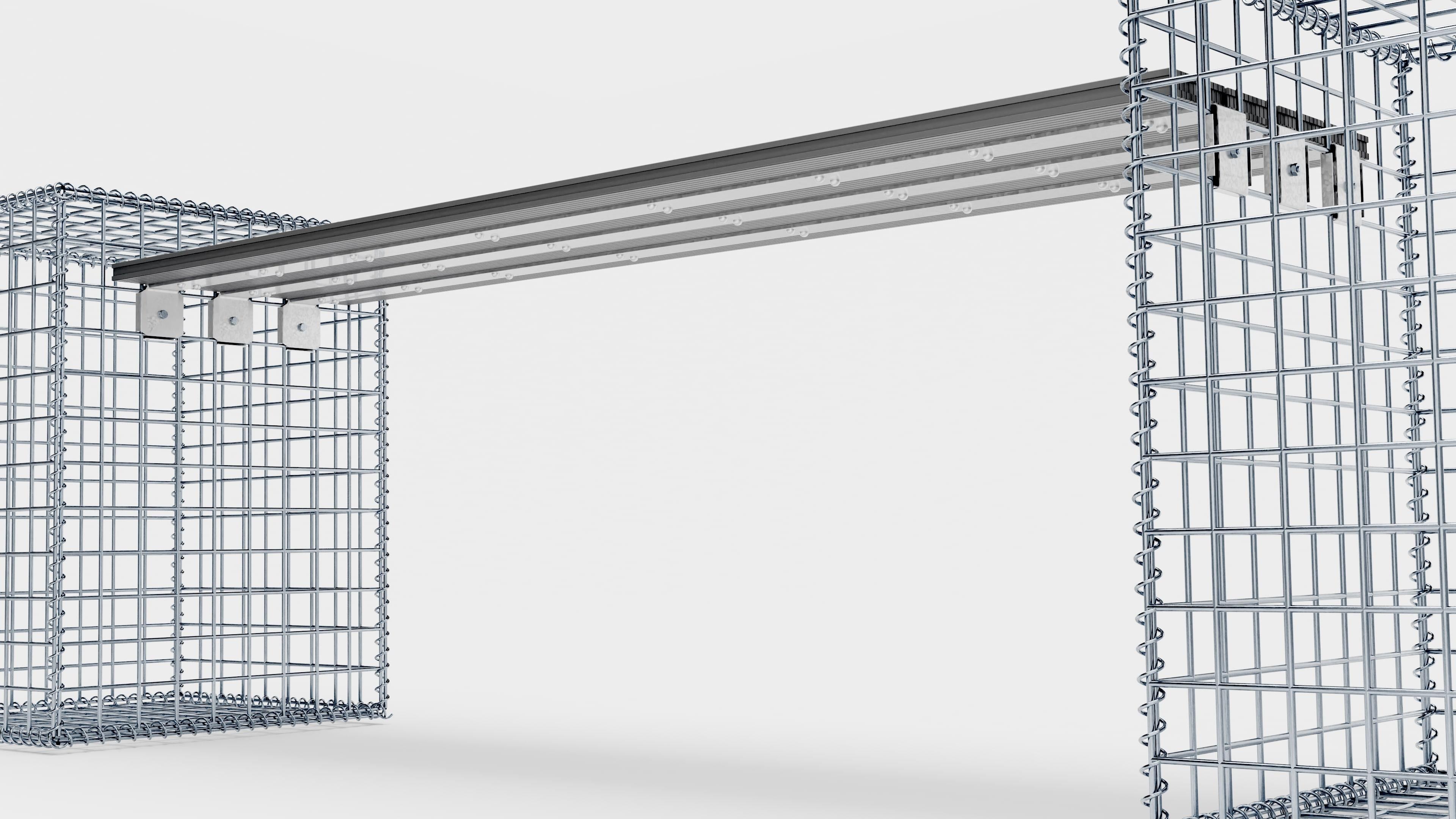 Gartenbank 2 Spiralgabionen - 205 x 60 x 40 cm (L x H x T) MW 5 x 5 cm, mit Recyclingauflage in anthrazit