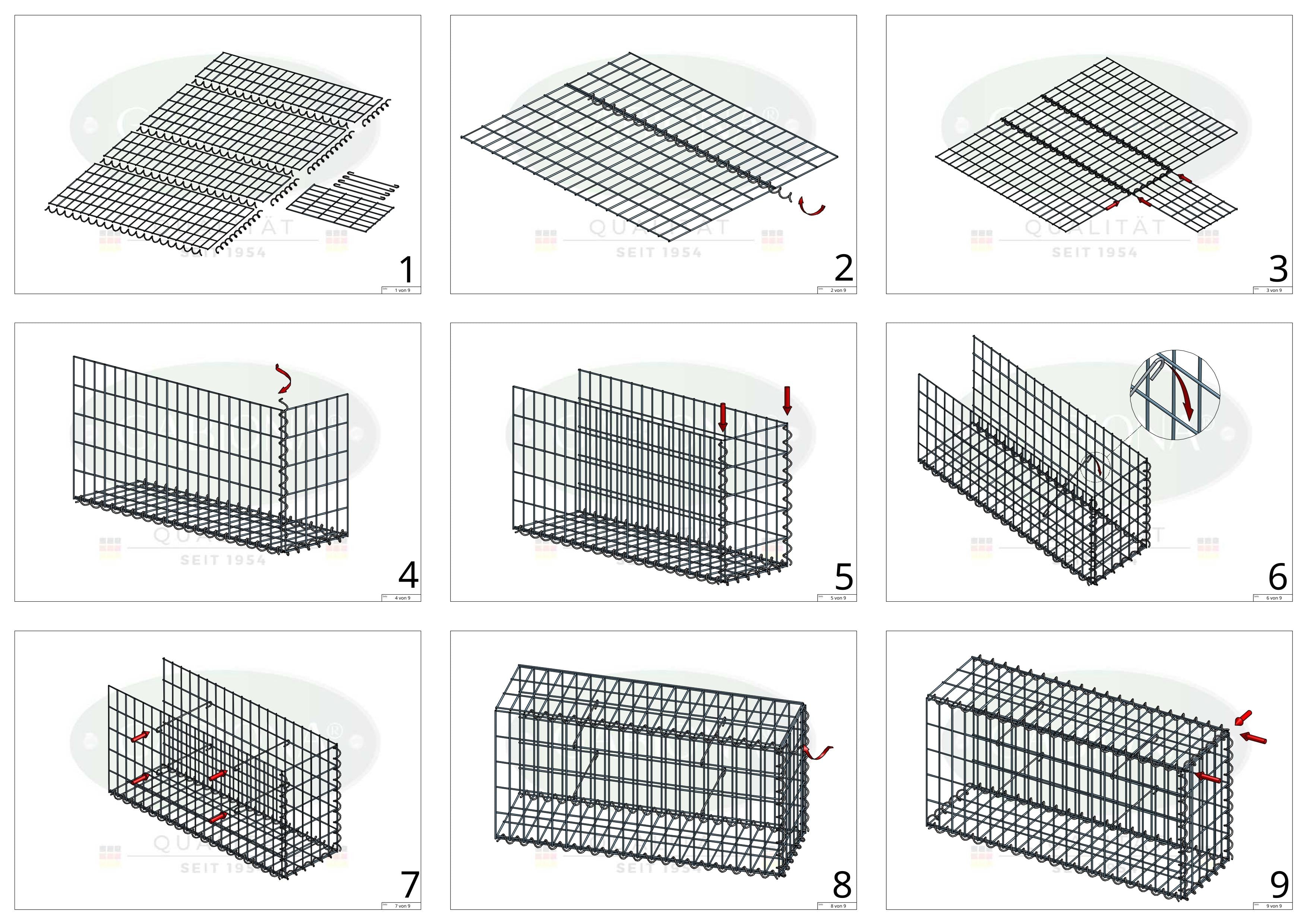 Anbaugabione Typ 2 100 cm x 40 cm x 30 cm (L x H x T), Maschenweite 5 cm x 10 cm, Spirale