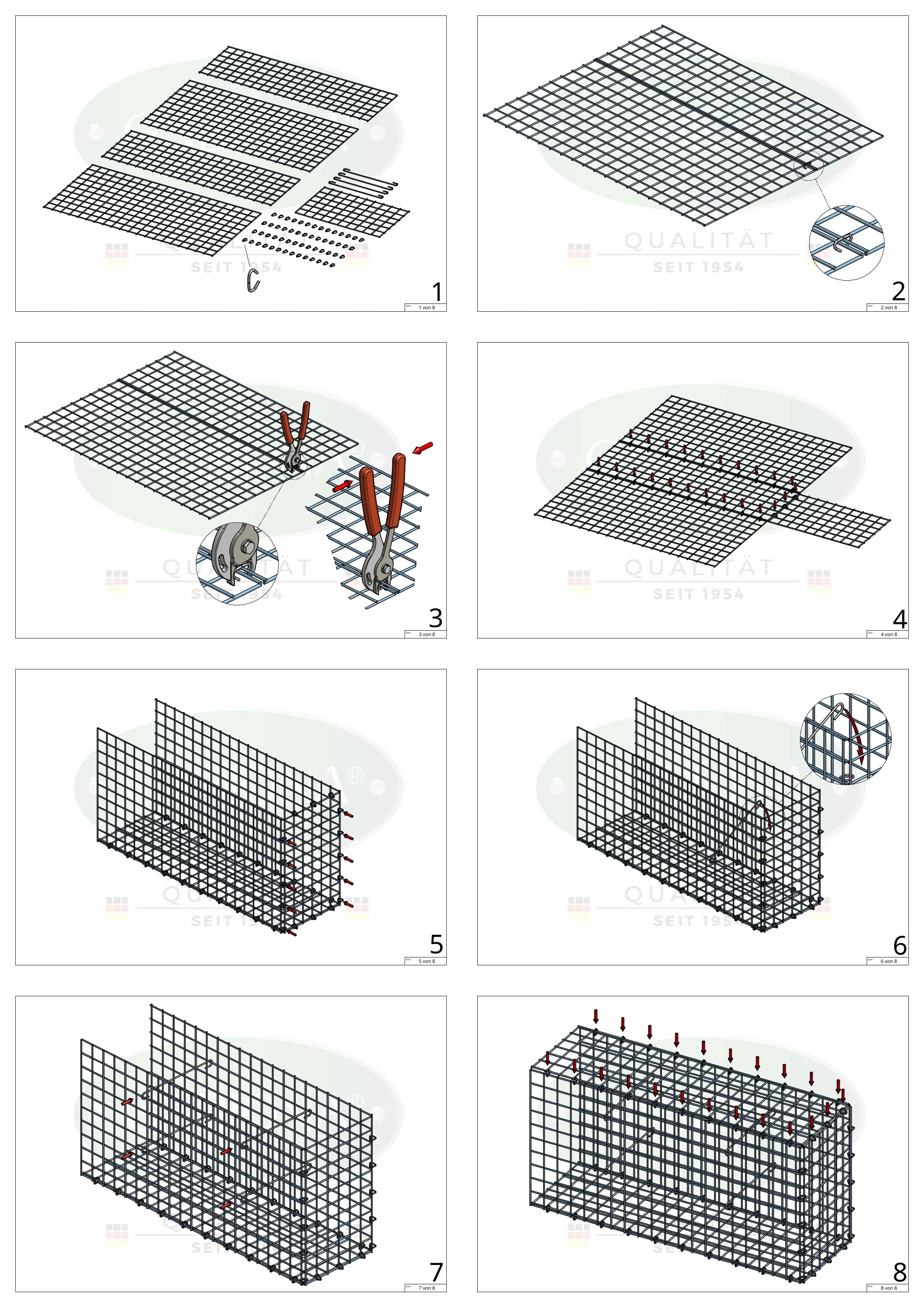 Anbaugabione Typ 2 50 cm x 40 cm x 20 cm (L x H x T), Maschenweite 5 cm x 5 cm, C-Ring