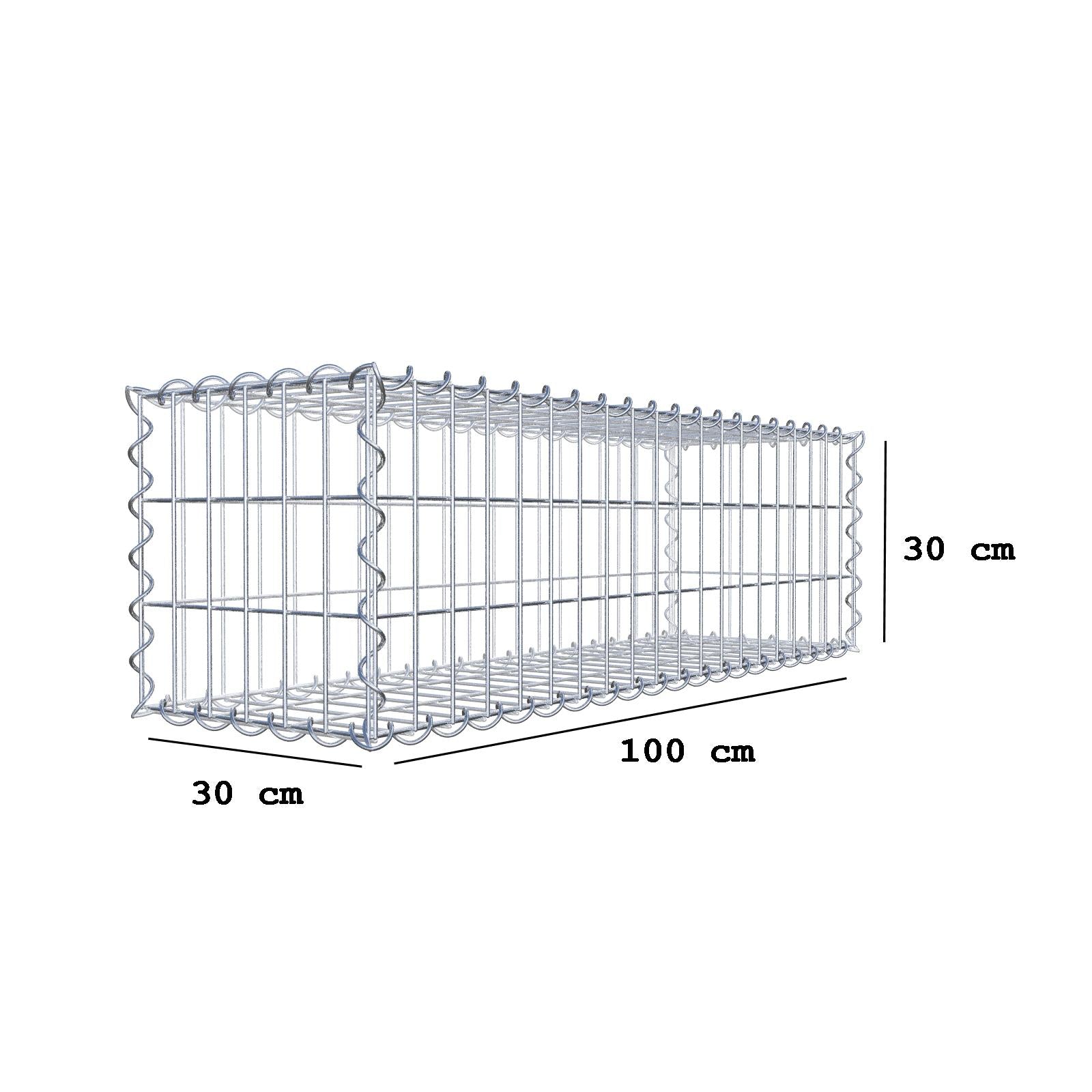 Gabione 100 cm x 30 cm x 30 cm (L x H x T), Maschenweite 5 cm x 10 cm, Spirale