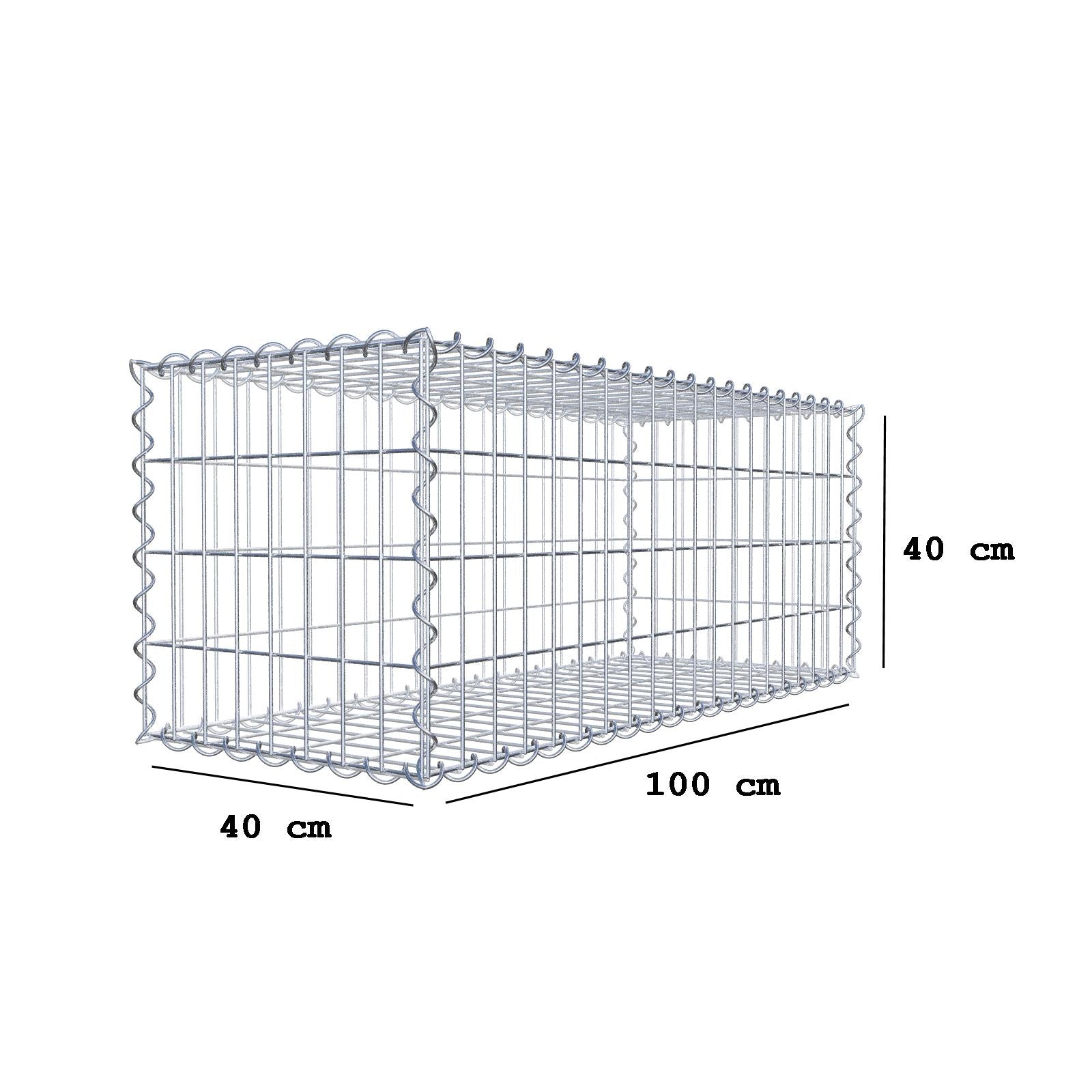 Gabione 100 cm x 40 cm x 40 cm (L x H x T), Maschenweite 5 cm x 10 cm, Spirale