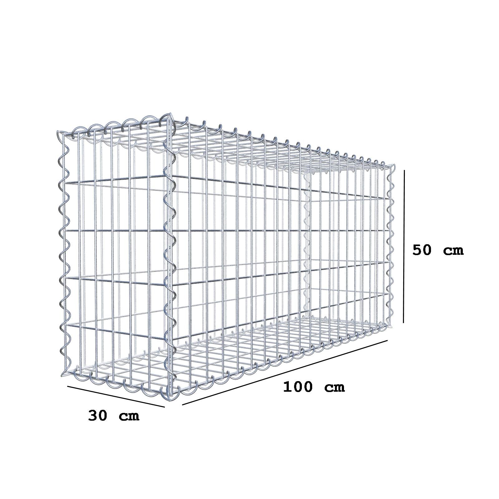 Gabione 100 cm x 50 cm x 30 cm (L x H x T), Maschenweite 5 cm x 10 cm, Spirale