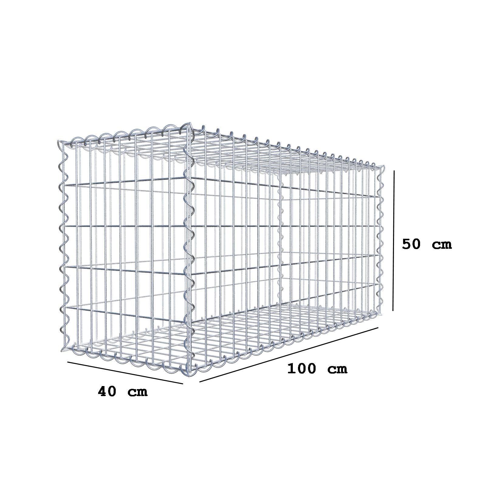 Gabione 100 cm x 50 cm x 40 cm (L x H x T), Maschenweite 5 cm x 10 cm, Spirale