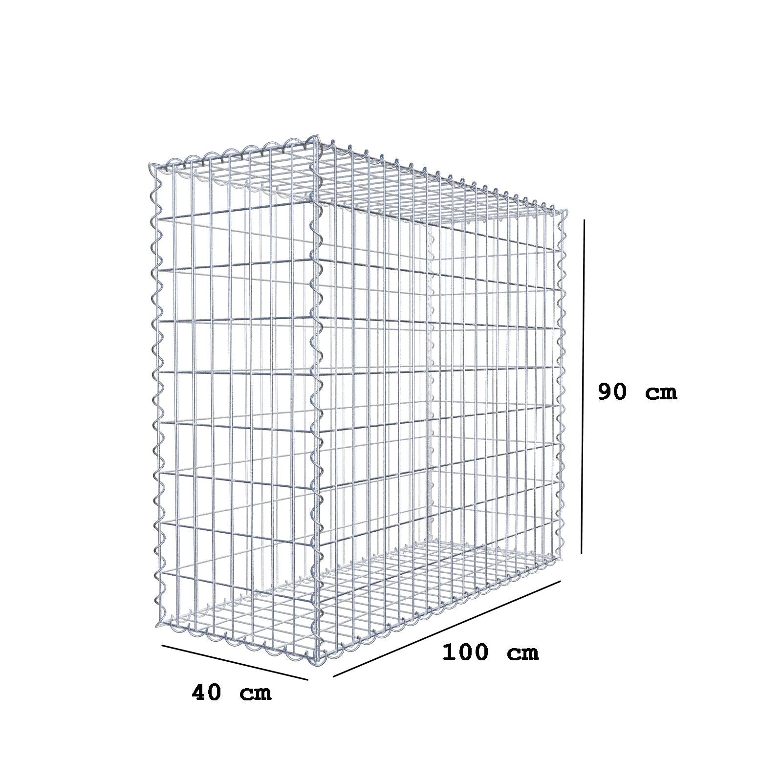 Gabione 100 cm x 90 cm x 40 cm (L x H x T), Maschenweite 5 cm x 10 cm, Spirale