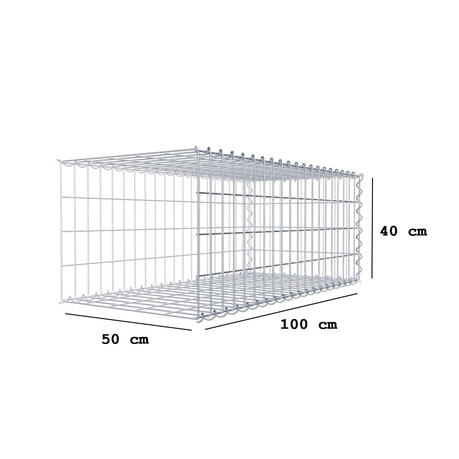 Anbaugabione Typ 2 100 cm x 40 cm x 50 cm (L x H x T), Maschenweite 5 cm x 10 cm, Spirale