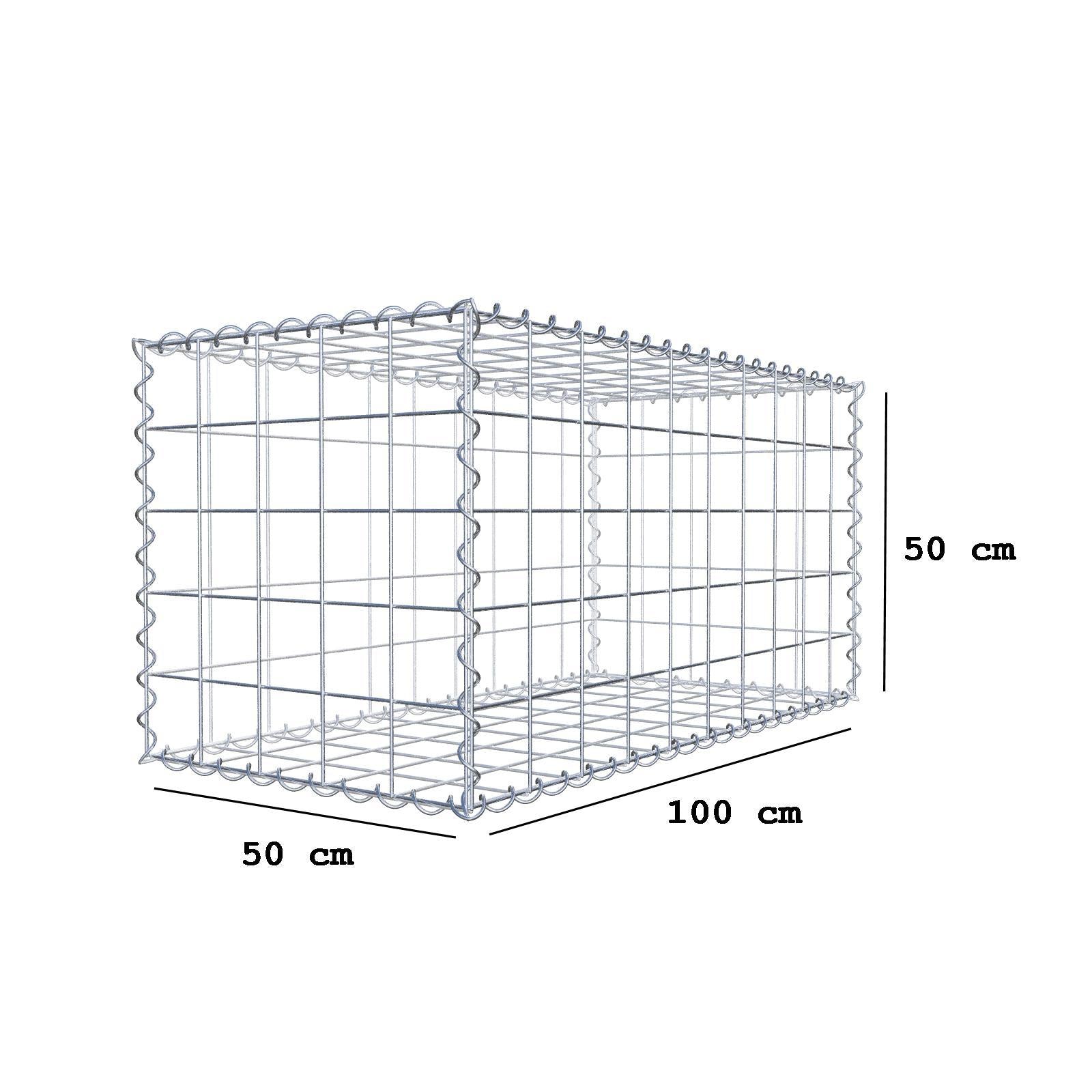 Gabione 100 cm x 50 cm x 50 cm (L x H x T), Maschenweite 10 cm x 10 cm, Spirale