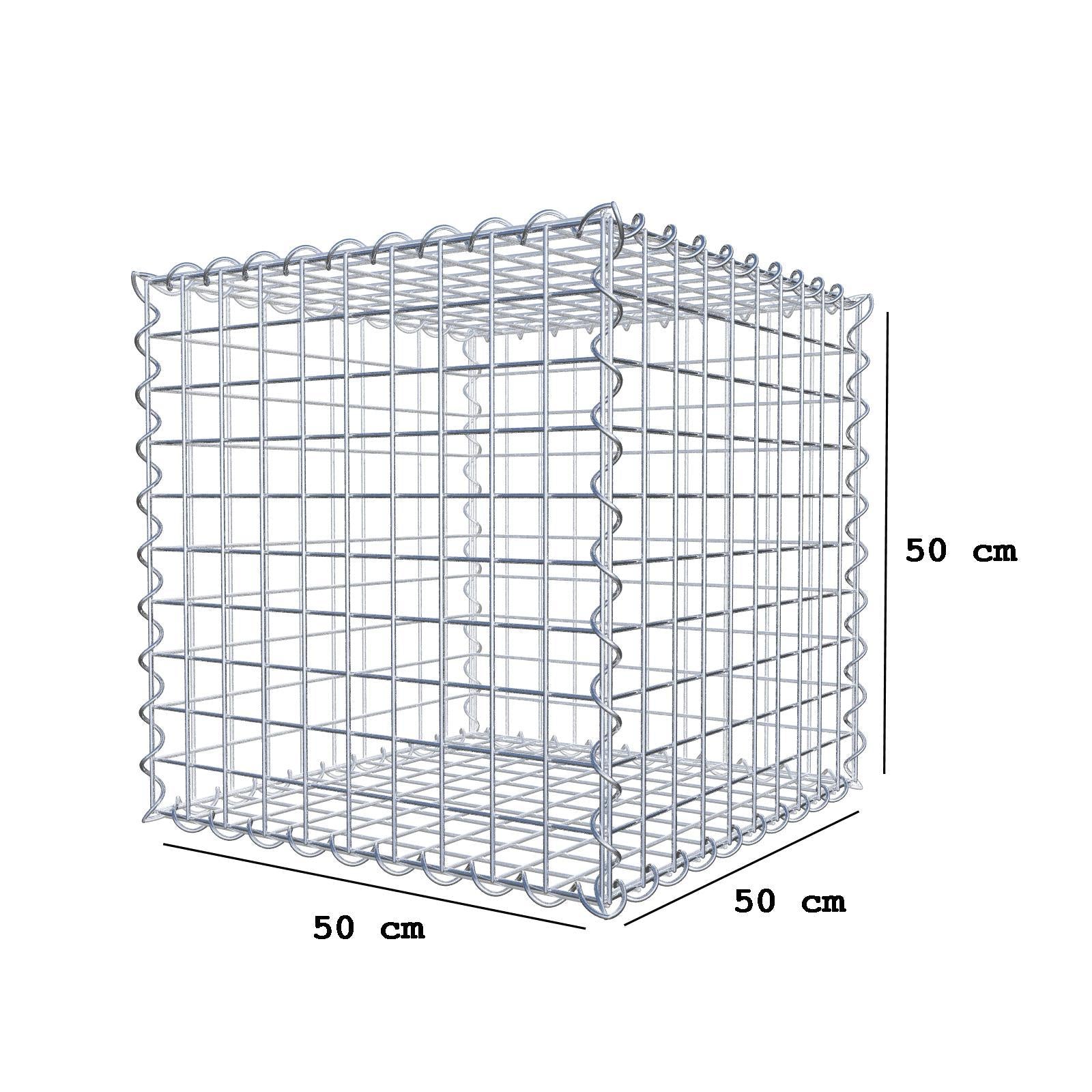 Gabione 50 cm x 50 cm x 50 cm (L x H x T), Maschenweite 5 cm x 5 cm, Spirale