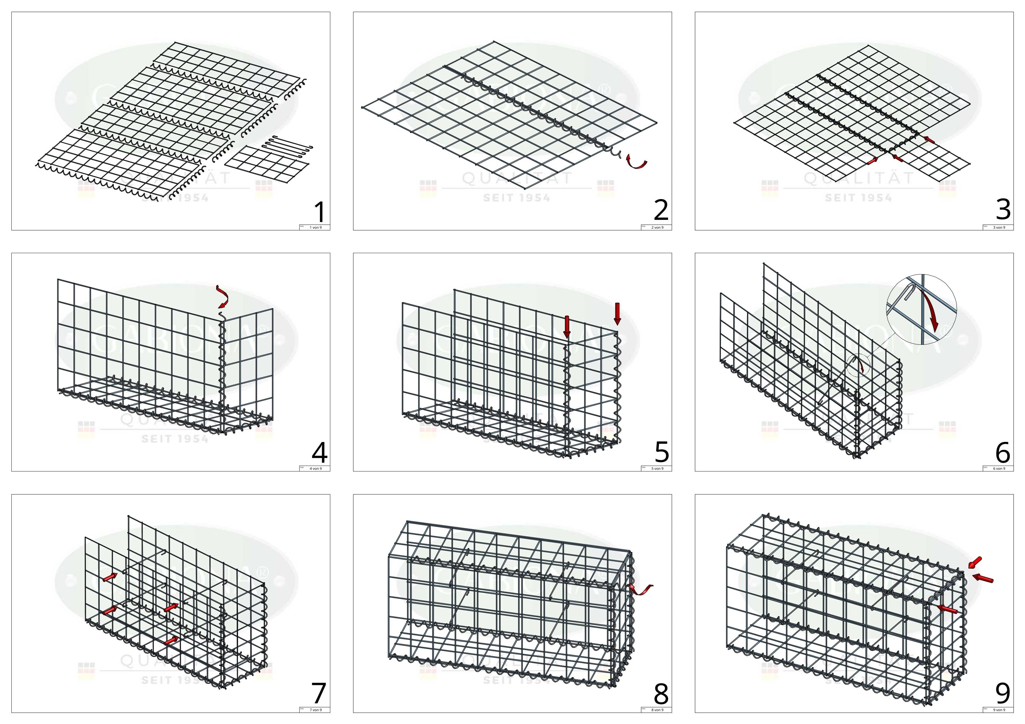 Anbaugabione Typ 2 100 cm x 50 cm x 50 cm (L x H x T), Maschenweite 10 cm x 10 cm, Spirale