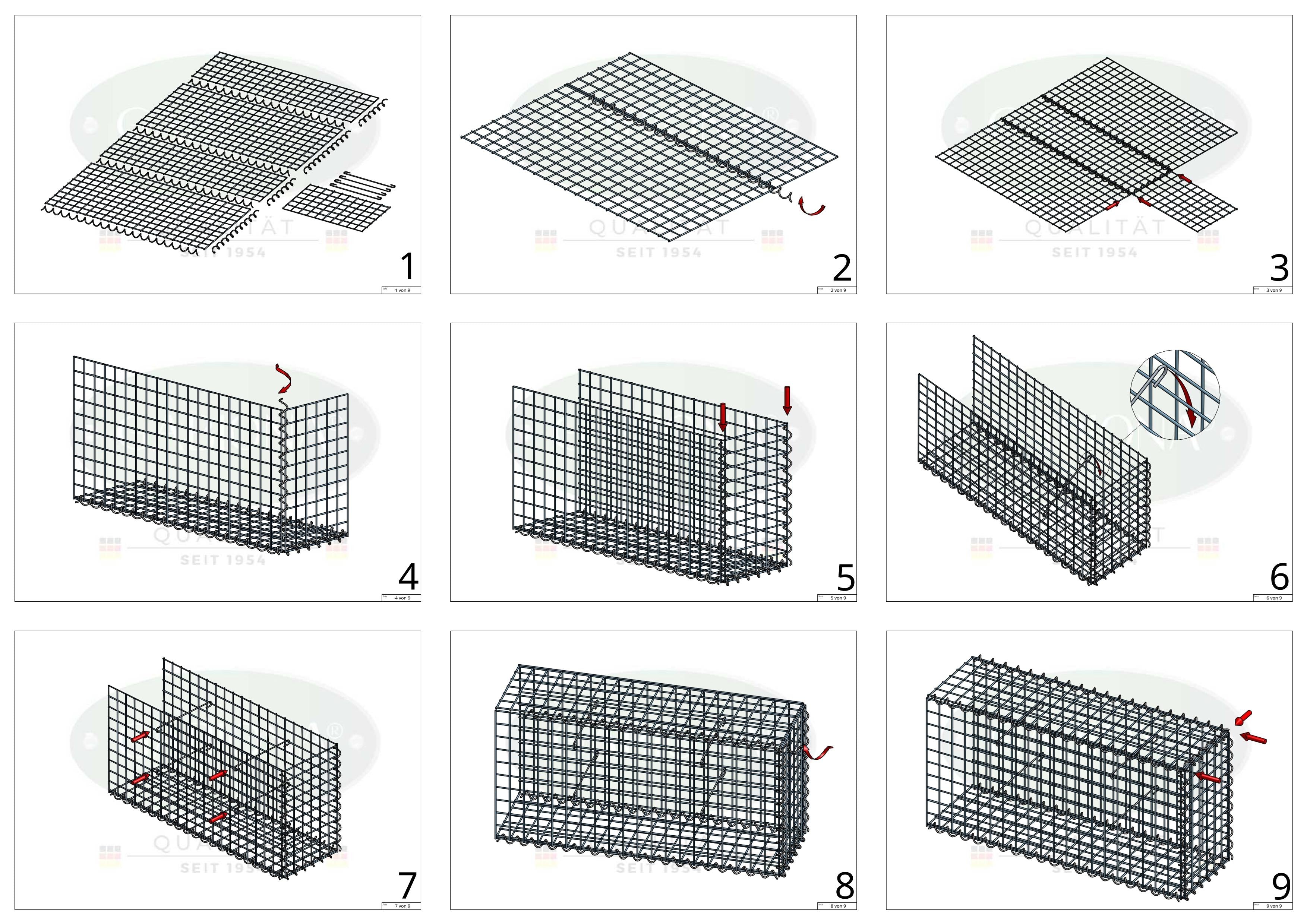 Anbaugabione Typ 2 30 cm x 30 cm x 30 cm (L x H x T), Maschenweite 5 cm x 5 cm, Spirale