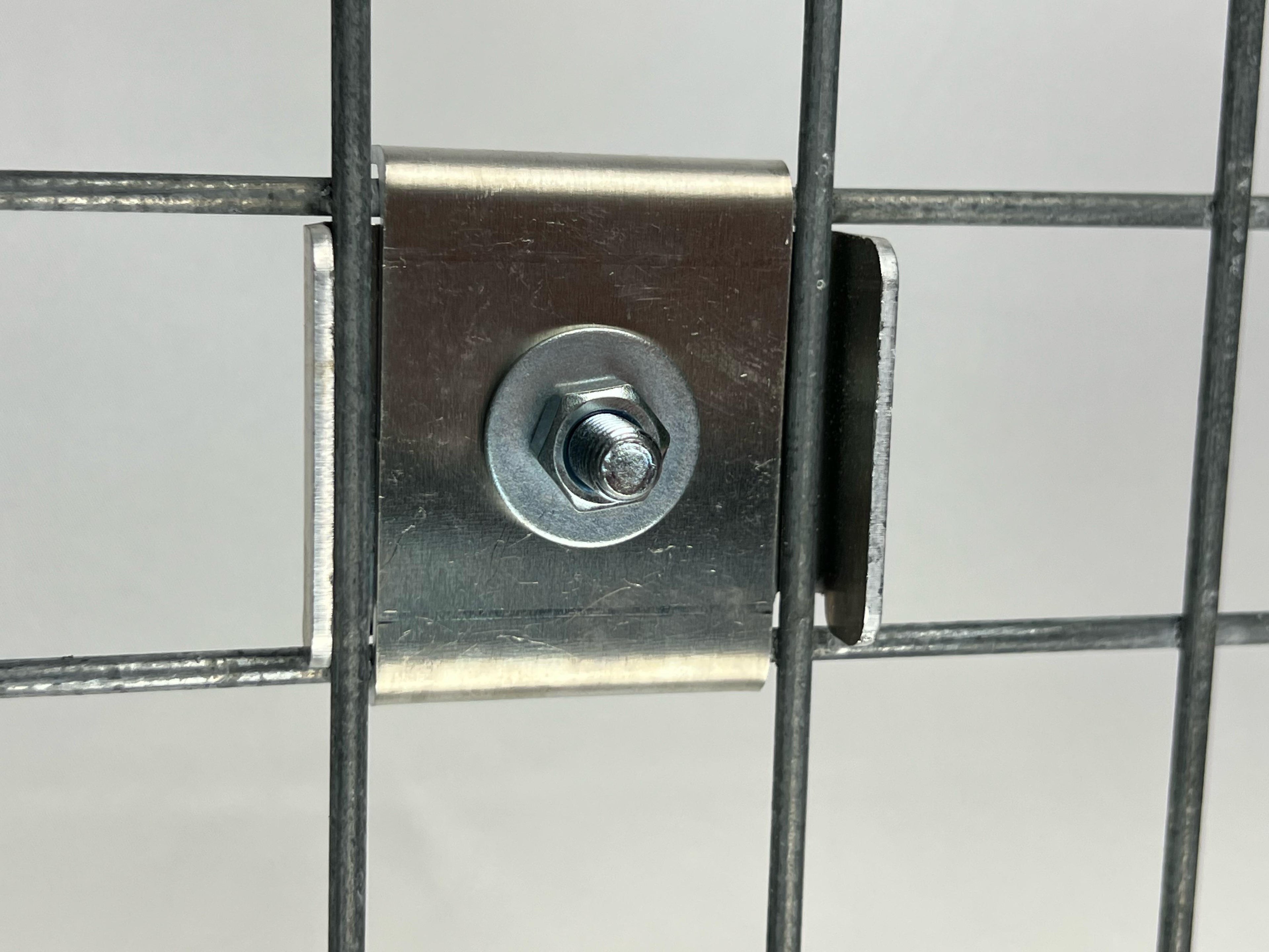 2er Set KLAMMER mit ZAUNHALTER 5 x 5 Zaun-Halter Gabione, Aluminium